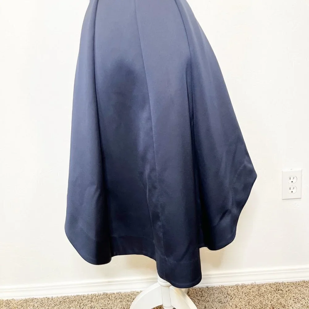 Keepsake Heart Strong Navy Blue Satin Formal Cocktail Party Midi Dress Size M - Picture 6 of 12